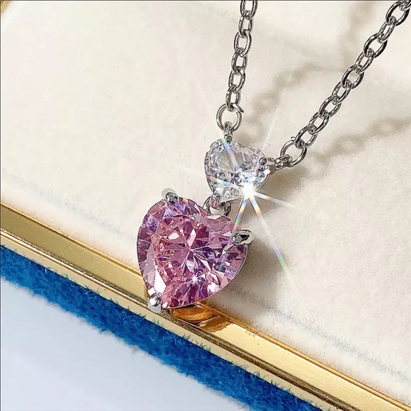 NEW 14k Beautiful Pink Heart Necklace - Picture 2 of 5